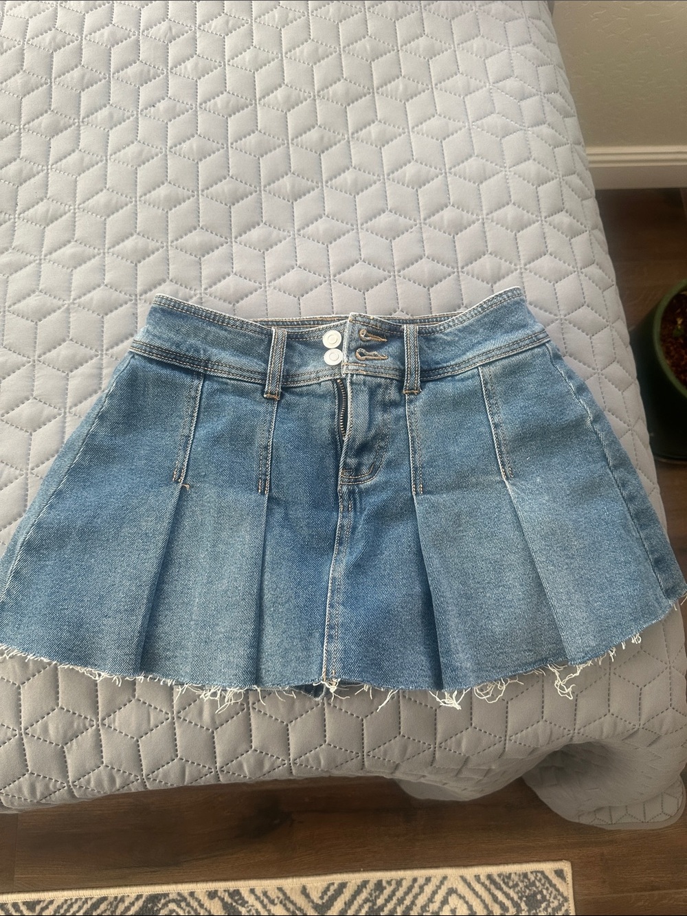 GB girls Light Blue Denim Pleated Mini Skirt